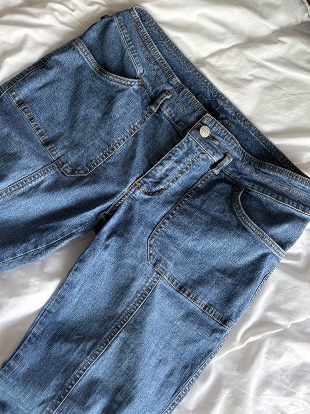 Vintage Polo Ralph Lauren Low Rise Patchwork Flare Jeans Light Wash 29/8